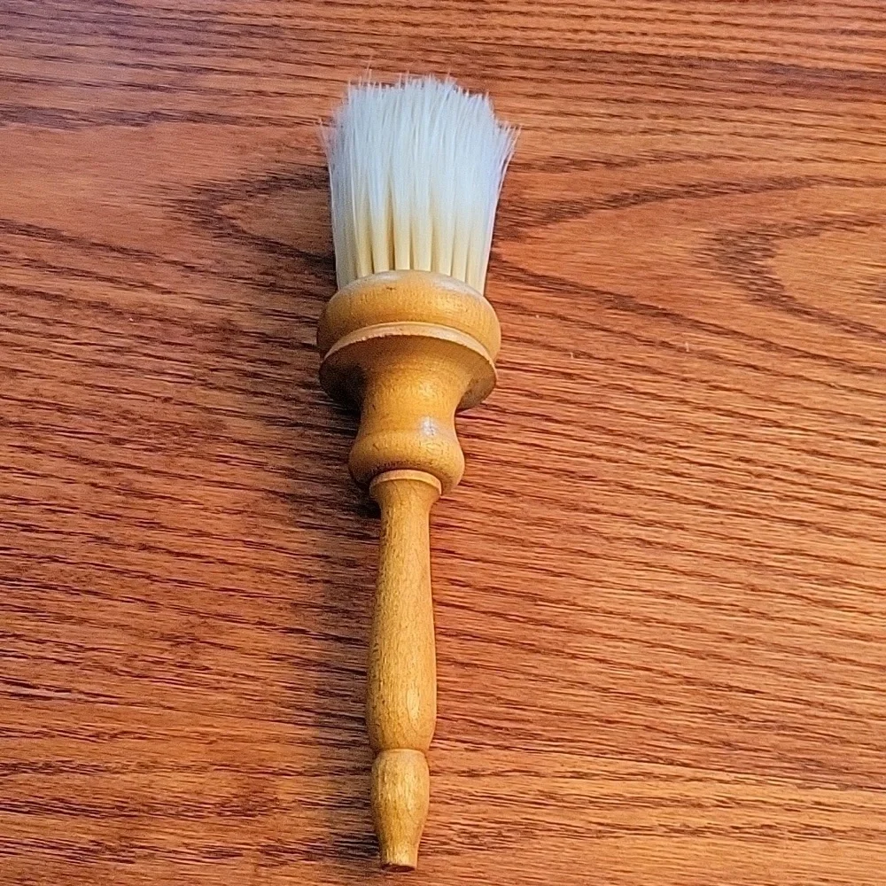 Vintage Barbershop duster brush.  Turned wooden handle with horsehair bristle.